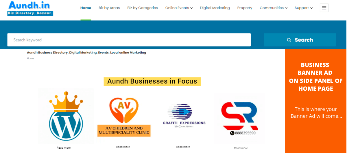 Business banner ad on side pane of home page- Aundh.in business banner ad on side panel of home page - Business banner ad on side pane of home page Aundh - BUSINESS BANNER AD ON SIDE PANEL OF HOME PAGE